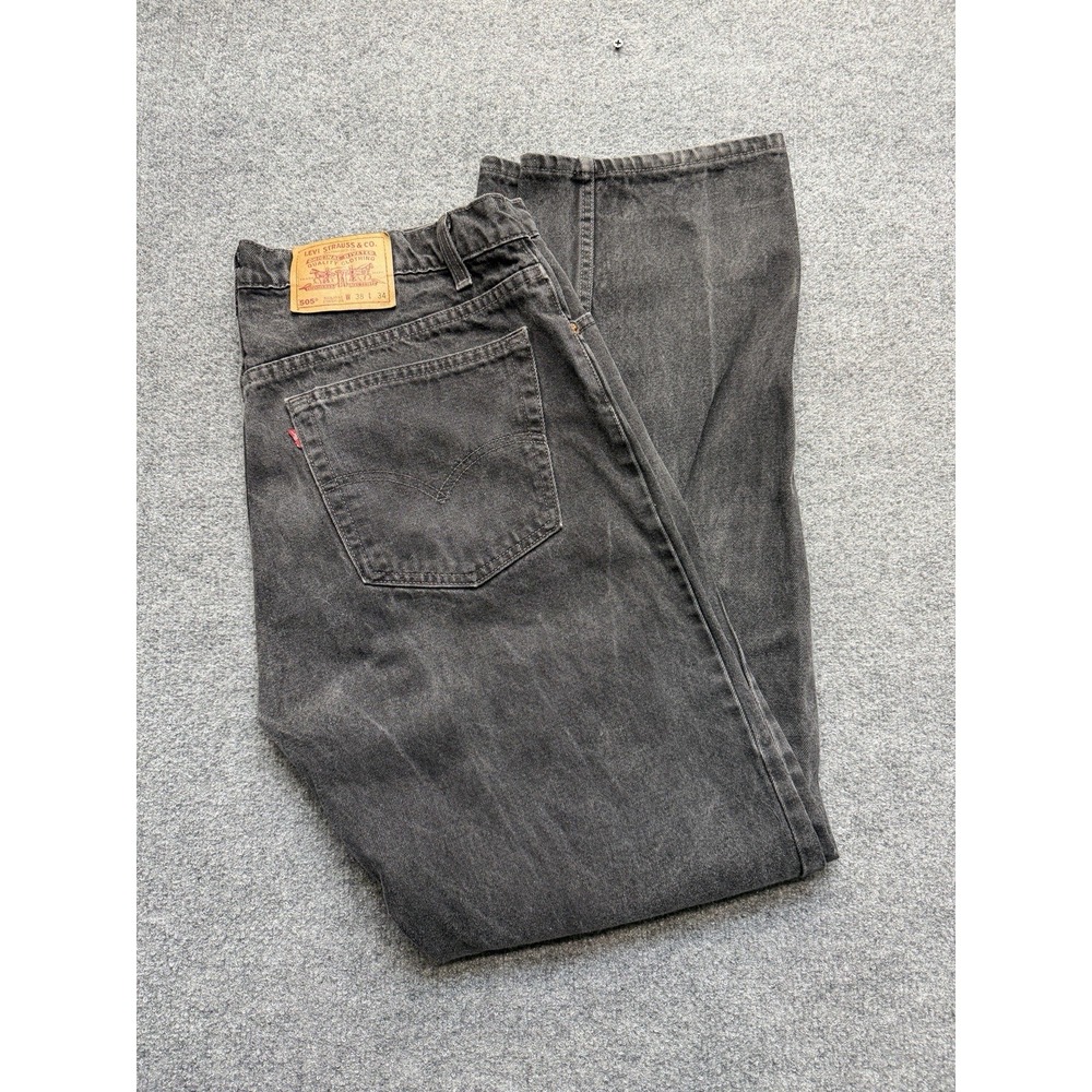 Levi's 505 Men's Regular Fit Straight Leg Size 38x34 Faded 90s Vintage Black